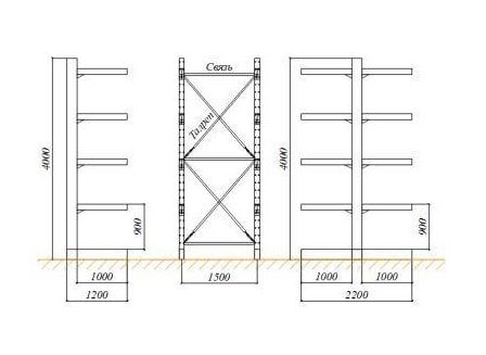 Стеллаж под металлопрокат чертеж